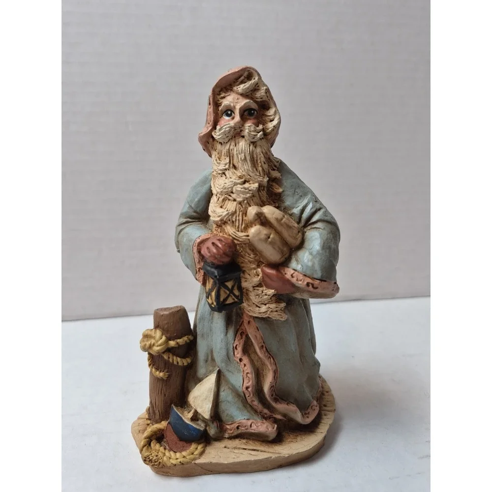 Vintage 1992 Wood World Nautical Santa Figurine‎ Made in USA Coastal Father Boat